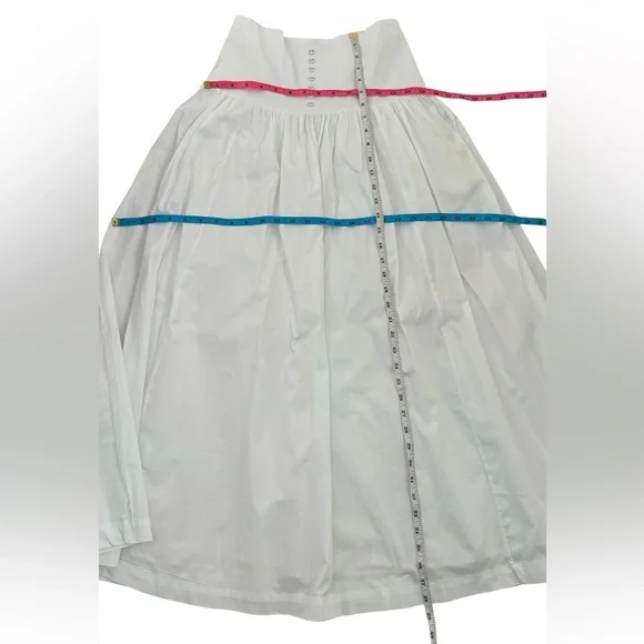 WEWOREWHAT Drop Waist Maxi Skirt White Cotton Poplin Smocked Back Size Small NWT - Picture 13 of 14